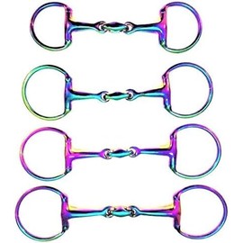 Extreme Rainbow Stainless Steel Jointed Egg Butt Snaffle Horse Bit – Multi-Colour Training & Riding Bit (4in)