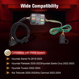 4 Pin Custom Trailer Wiring Harness 56420 Vehicle Side Compatible with Hyundai 2019 2020 2021 2022 2023 2024 Santa Fe Santa Cruz Palisade Tucson Kia Telluride Sorento Carnival