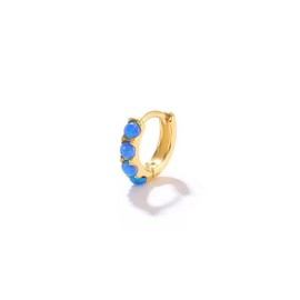 Rockyu Women's 925 Silver Earrings, Gold Hoop Earrings, 0.3 inch (6 mm), 0.3 inch (8 mm), 0.4 inch (10 mm), Opal, Blue/White, Small, Everyday Use, Birthday Gift, Sterling Silver, Opal
