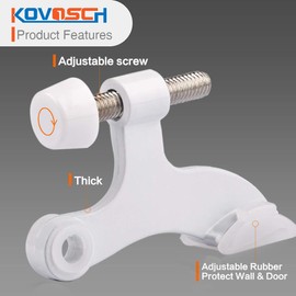 KOVOSCH 2 Pack Hinge Pin Door Stopper White - Adjustable Heavy Duty Hinge Pin Door Stop with White Rubber Bumper Tips