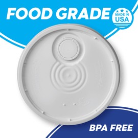 Hudson Exchange Lid with Spout and Gasket for 3.5, 5, 6, and 7 gal Buckets, HDPE, White, 3 Pack
