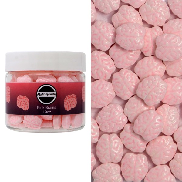 Mystic Sprinkles Halloween Candy Shape Sprinkles (Pink Brains, 2oz Jars)