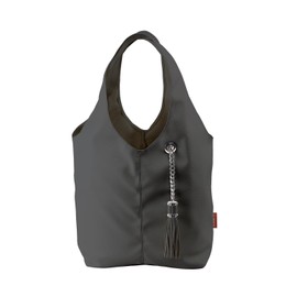 BURGAN Magnus Hobo Bag (Dark Grey Faux Leather with Silver Accents)