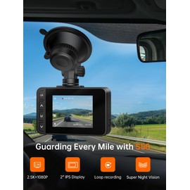 Dash Cam Front and Rear, 2.5K+1080P Dual Dash Camera for Cars, 2’’ Display Mini Car Camera, G-Sensor Dashcam, Night Vision, 24H Parking Mode, Loop Recording, 170°Wide Angle, 32GB Card Included