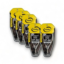 Vanfa Cuticle Nippers, Cuticle Trimmer, Professional Cuticle Cutter - Extremely Sharp - Stainless Steel - Round Head - Single Spring - VF04 Jaw #12 (Pack of 5)