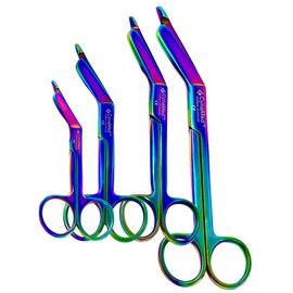4 NEW GERMAN LISTER BANDAGE SCISSORS 3.5 inches plus 4.5 plus 5.5 plus 7.25 inches RAINBOW COLOR EMT SHEARS INSTRUMENTS CYNAMED