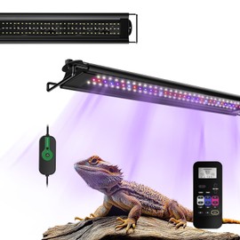 20W LED UVB Strip Lights for Reptiles, Dimming UVB UVA Reptile Lamp, LCD Remote Control with 24/7 Timer, Multiple Modes for Bearded Dragon Leopard Gecko Tortoise Frog Snake Plant