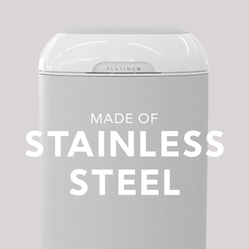 Diaper Genie Platinum Pail (Grey) is Made in Durable Stainless