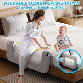 Baby Bed Guard Rail for Toddler - Adjustable Heights, Swing Down Bedrail, Extra Tall Child Safety Side Railing Guards for Kids - Toddler Bed Rail for Queen, King, Twin, and Bunk Size Beds (32 inch)