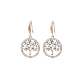 Tree of Life Dangle Earring for Women, Hypoallergenic Medical Hook Silver Plated and Rose Gold Drop Earrings with Zircon Crystal Jewelry Gift for Mom, Friends