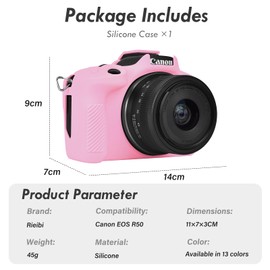 Rieibi Funda EOS R50, Funda Protectora de Silicona Suave para cámara Canon EOS R50 EOSR50, Funda Ligera para cámara EOS R50, Rosa, funda de cámara