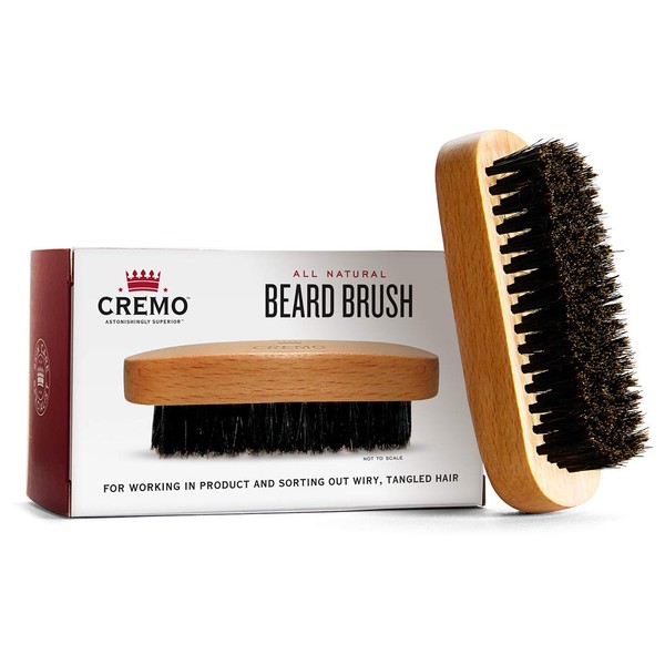 Cremo 100% Boar Bristle Beard Brush With Wood Handle To Shape, Style And Groom Any Length Facial Hair