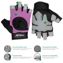 Fitness Handschuhe Damen Frauen Mädchen Dame Frau Herr Mann Männer Herren Krafttraining Outdoor Gelenkschutz blau rot schwarz rosa pink in XXS XS S M L XL XXL (rosa, S)