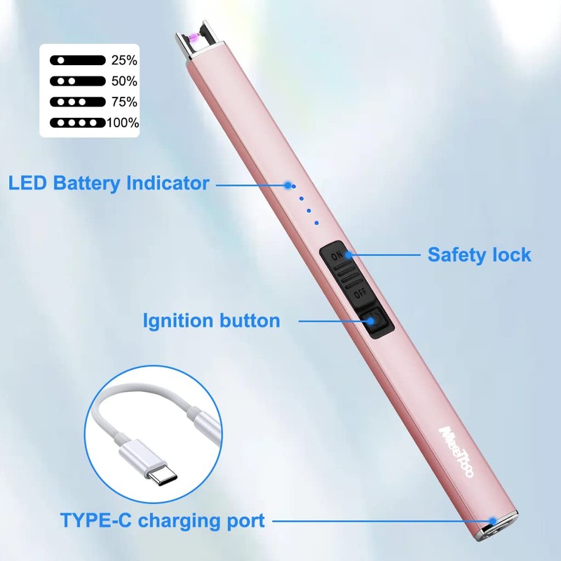MeeToo Electric Candle Lighter Rechargeable Lighter Type-C Plasma Arc Lighters
