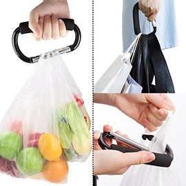 Ganchos grandes para carriola para mamá, 2 ganchos de mosquetón para colgar monederos, bolsa de pañales, bolsas de compras Clip para sistemas de viaje individual/gemelos, asientos de coche (negro +