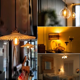 Grensk 3 Watt Dimmable Low Wattage LED Bulbs Equivalent to 25 Watt Light Bulbs,E26 Standard Base G40 Small Globe Light Bulbs,2200K Warm Light for Bedroom Study Lighting,Amber Glass,110V,2PCS