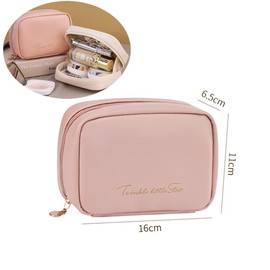 GeorgeX Cosmetiqueras para Maquillaje Portátil Bolsa de Maquillaje Impermeable Multifuncional con Cremallera de Oro Organizador Estuche Maquillaje(Rosada)