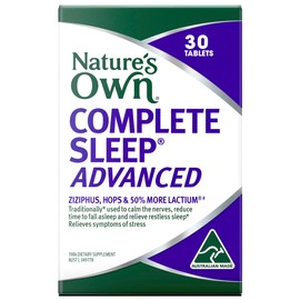 Nature's Own Complete Sleep Advanced for Stress Relief Tablets 60 - With Ziziphus, Hops, & Lactium - Traditionally used to Calm Nerves, Reduce Sleeplessness & Time Taken to Fall Asleep