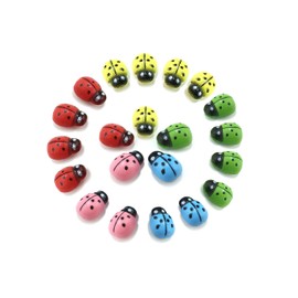 HoneyToys 180Pcs Painted Wooden Ladybug/Self Adhesive/Craft/Decorations/Home Decor/Plants 10x13mm (Multi-Color)