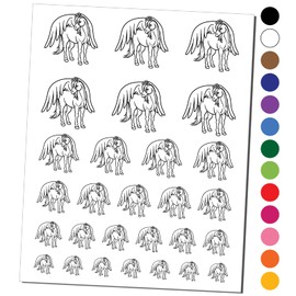 Angel Horse Loss of Pet Temporary Tattoo Water Resistant Fake Body Art Set Collection - Black (One Sheet)