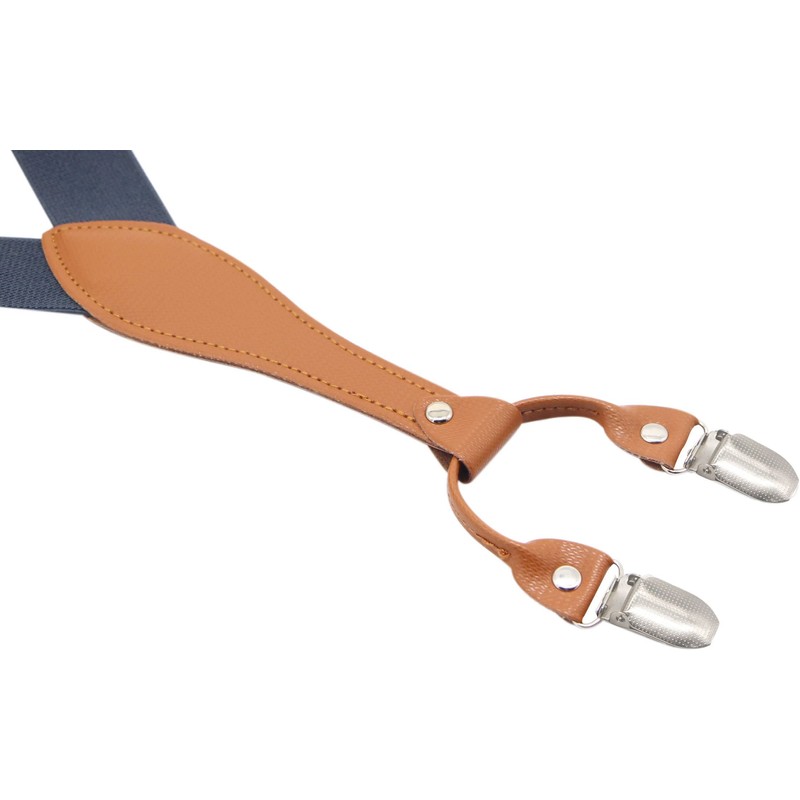 Timiot Mens Suspender Wide Leather 6 Metal Clips Adjustable Straps