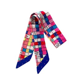 Skinny Scarf | Bag Handle Wrap Charm | Hair Tie Ribbon | Headband | Neck Scarf | Head Scarf – Check | Horse Saddle Print (H14)