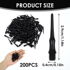 Pack of 200 Plastic Dart Tips, 2BA Soft Dart Tips, Replacement, Robust Dart Tips, Soft for Electronic Dartboards, Shatterproof, Ideal for Hobby & Tournament Players, Black