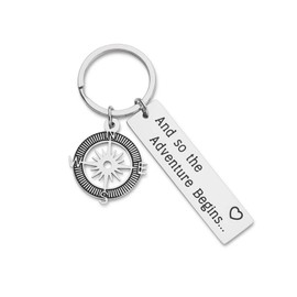 VANLOVEMAC Inspirational Gift Keychain The Adventure Begins Moving Gift for Women Man