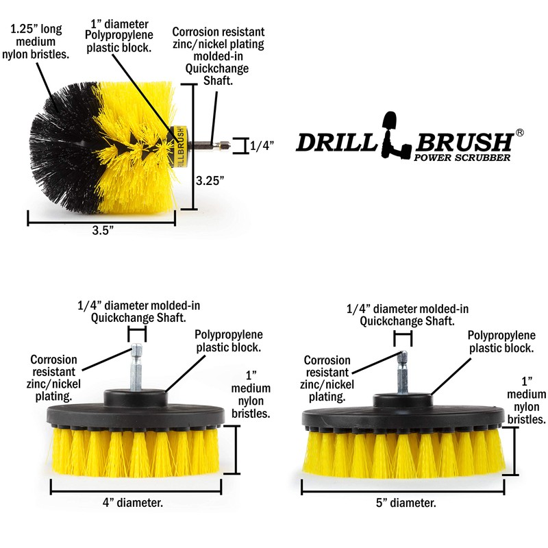 Drill Powered Rotary Scrub Brushes for Shower, Tub, Sink, Tile