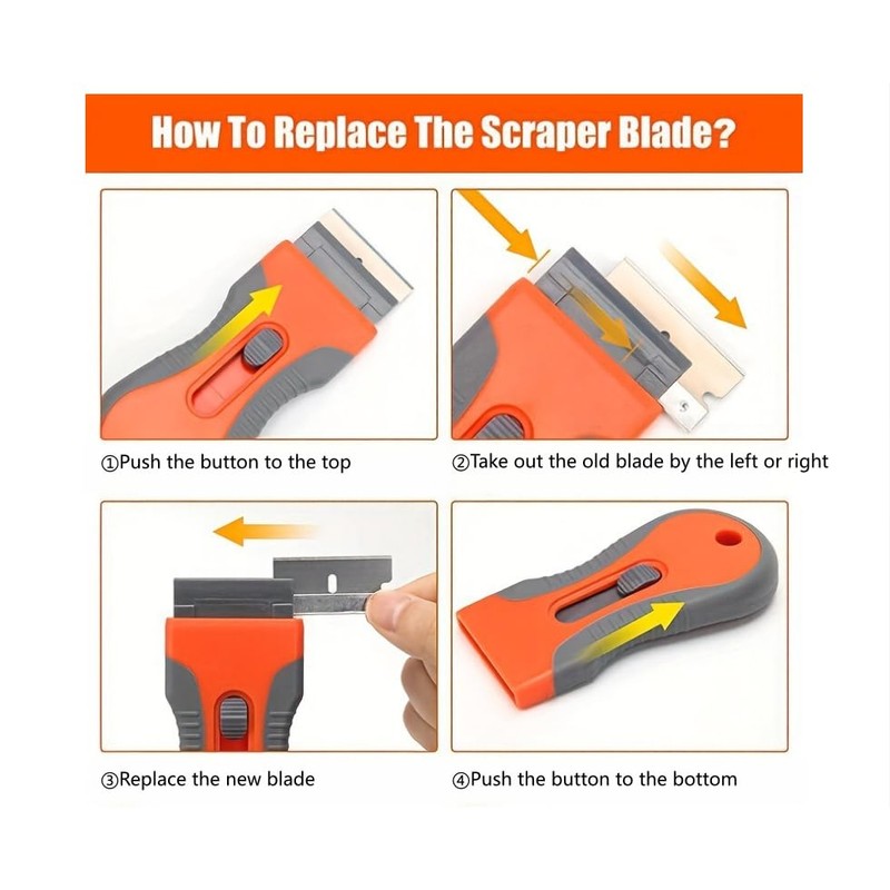 Retractable Razor Blade Scraper Tool, 2 Pack with 20 Extra