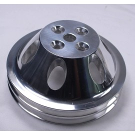 espeedpro21 Small Block Chevy 2 Groove V-Belt Short Water Pump Pulley Set Aluminum SWP SBC