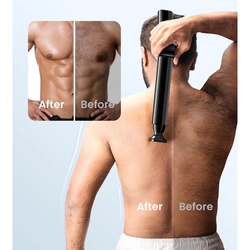 Electric Back Shaver for Men, Long Handle Body Grooming Kit