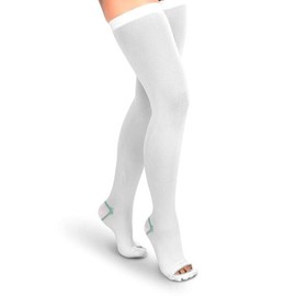 Ikido 이키도 압박 스타킹 허벅지 높이, 남녀 공용 테드 호스 양말, 15-20mmHg 중등도 [L] Ikido Compression Stockings Thigh High, Unisex Ted Hose Socks, 15-20mmHg Moderate [L]