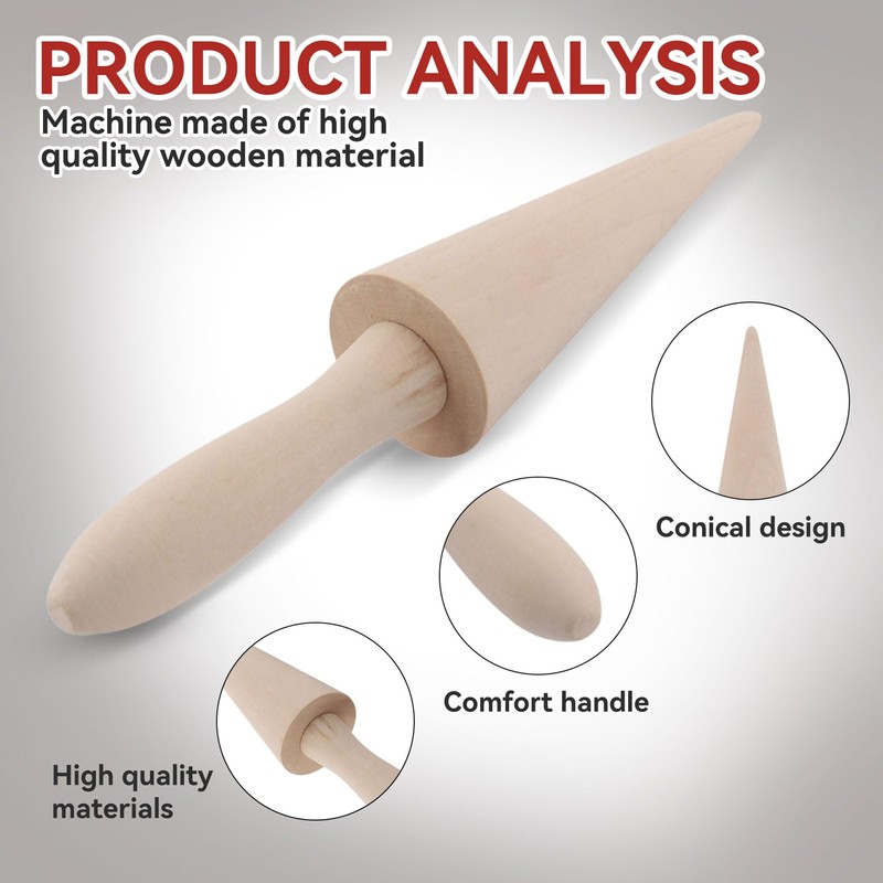Waffle Cone Roller,Ice Cream Cone Mould,Waffle Cone Maker,Wooden Cone Mold