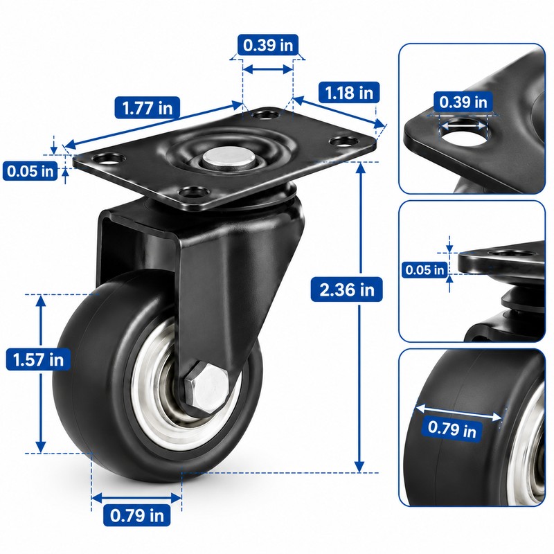 1.5 Inch Heavy Duty Caster Wheels Set of 4 –