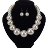 Fashion Single Chain Big Pearl Bib Collar Choker Statement Necklace