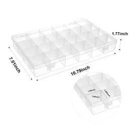 Sympabasic Souffahouse 2 Pack 24 Grids Plastic Small Crafts Storage Boxes with Adjustable Dividers (10.5" × 6.7" x 1.57")