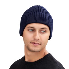 Jdlsppl - Gorro de invierno para mujer, suave con solapa para las orejas de invierno, para las orejas, cálido, para la cabeza, de punto, grueso, casual, marino, Talla única