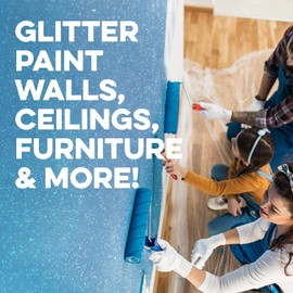 Impresa Glitter Paint Additive Kit - 4 x 3.5 Oz Ultra-Fine Silver Glitter & 4 Buffing Pads - Add to Paint or Varnish for Walls, Ceilings, Grout & Furniture