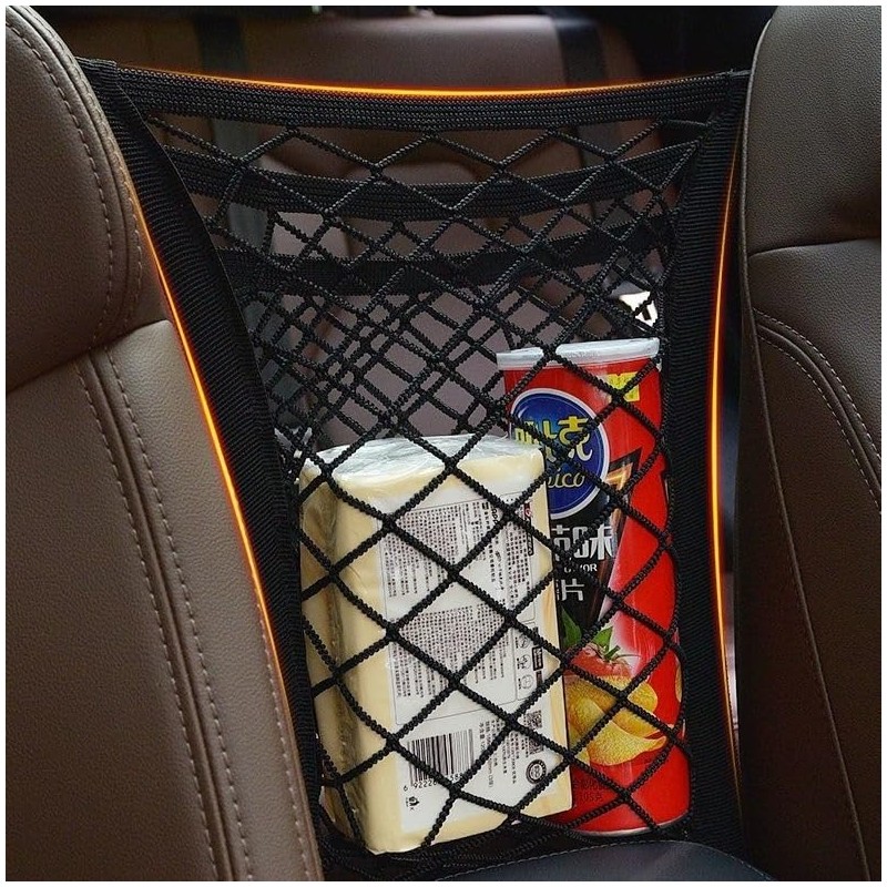 3-Layer Triple Car Mesh Organizer Pockets Pockets Between Seats Stretchy
