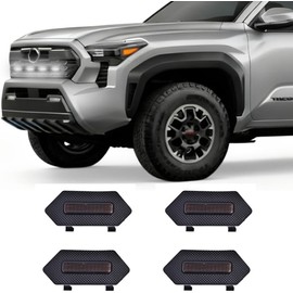 4PCS White LED Grille Light Function kit, Compatible with 2024-2025 Toyota Tacoma TRD PRO OEM Front Grille, Waterproof and wear-Resistant Equipped with Wiring Harness (White)