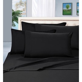 Elegant Comfort 1500 Thread Count Egyptian Quality 4 Piece Wrinkle Free and Fade Resistant Luxurious Bed Sheet Set, Twin, Black