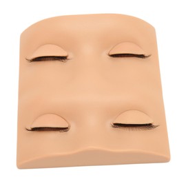 Lash Mannequin Head, Wear Resistant Double Layer Eyelash Practice Mannequin Head Portable Reusable Soft with 2 Pairs Replacement Eyelids for Beauty Salon (Light Brown)