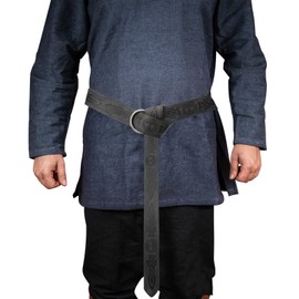 GelConnie Viking Belt for Men in Black - Celtic Ring Medieval and Steampunk Knight Leather Belt Accessories