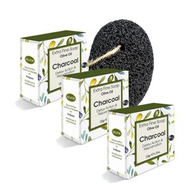 Kalliston, Extra Fine Olive Oil Soap, 100% Natural w/Organic Ingredients, Fine Spa Soaps, product of Greece, 4.5oz Each (Charcoal)