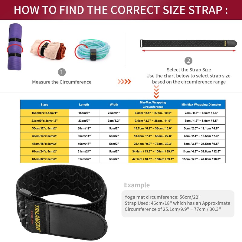 Trilancer Elastic Cinch Straps with Anti-Slip Strips, 2" x 18"(8