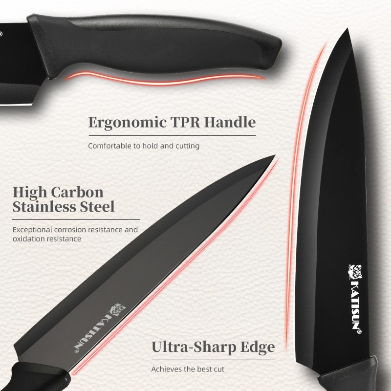 Kitchen Gift 15-Piece Black High Carbon Chef Steak Meat Cutting