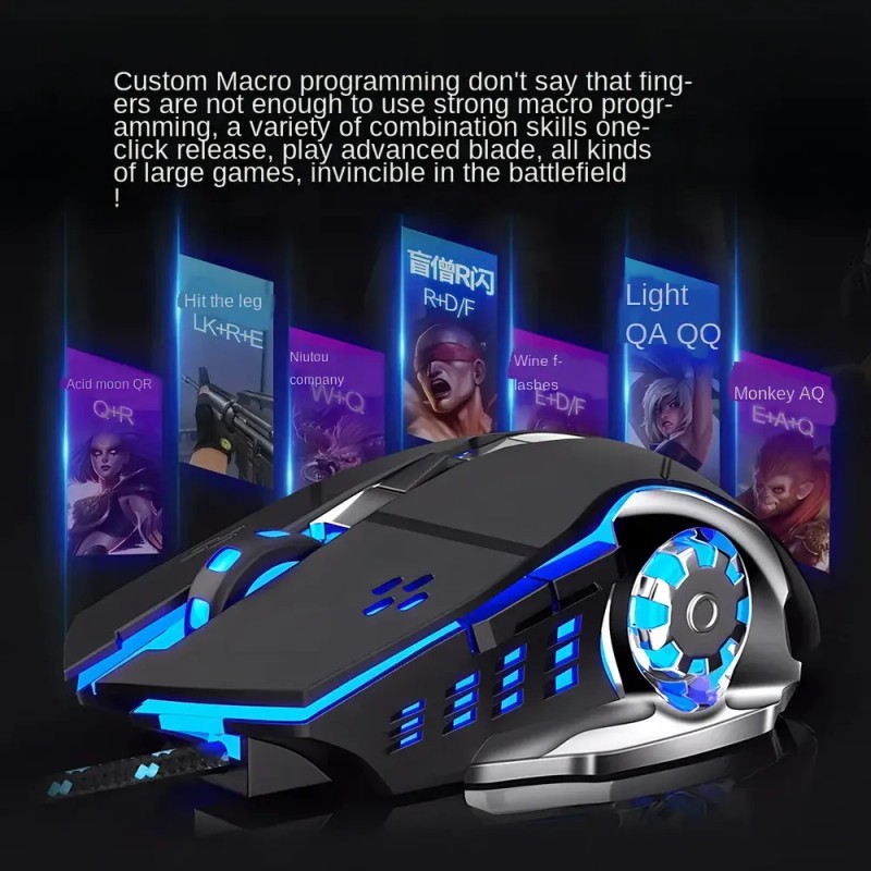 Mouse Gamer K-Snake Q5 con 6 Botones, 3200 dpi y