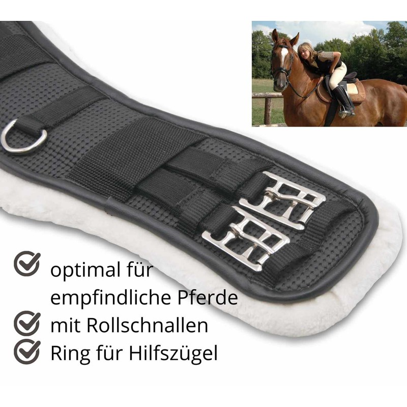 AMKA Short Girth Saddle Girth Faux Fur Padded 4 Way