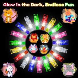 Bnsikun 24 Pcs Easter Basket Stuffers Toys Easter Finger Lights Egg Fillers Led Glow in The Dark Toys Bulk for Stocking Gifts for Kids Hunt Egg Party Favor Supplies